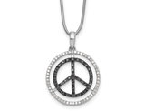 1/3 Carat (ctw) Black & White Diamond Peace Charm Pendant Necklace in Sterling Silver with Chain
