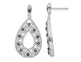 1/8 Carat (ctw) Blue & White Diamond Drop Earrings in Sterling Silver
