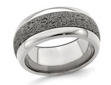Men's Titanium 10mm Pattern Band Ring with Grey Crete