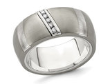 Men's 1/10 Carat (ctw) Diamond Ring Band in Brushed Titanium