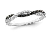 1/5 Carat (ctw) Black & White Diamond Twist Ring Band in Sterling Silver