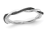 1/6 Carat (ctw) Black Diamond Twist Ring Band in Sterling Silver