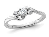 1/3 Carat (ctw SI1-SI2, G-H-I) Lab Grown Diamond Three Stone Ring in 14K White Gold (SIZE 7)