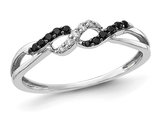 1/10 Carat (ctw) Black and White Diamond Twist Ring in 14K White Gold