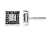 1/3 Carat (ctw) Black & White Square Diamond Earrings in Sterling Silver