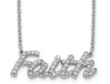 1/4 Carat (ctw) Diamond FAITH Charm Pendant Necklace in 14K White Gold with Chain
