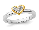 Sterling Silver Heart Promise Ring with Diamond Accents