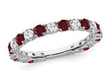 7/10 Carat (ctw) Lab-Created Ruby Band in 14k White Gold with 3/4 Carat (ctw) Diamonds