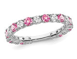 9/10 Carat (ctw) Lab-Created Pink Sapphire Band 14k White Gold with 3/4 Carat (ctw) Diamonds