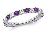 2/3 Carat (ctw) Amethyst Band 14k White Gold with 3/4 Carat (ctw) Diamonds