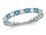 4/5 Carat (ctw) Blue Topaz Band 14k White Gold with 3/4 Carat (ctw) Diamonds (size 7)