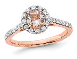 2/5 Carat (ctw) Morganite Engagement Ring in 14K Rose Gold with Diamonds (SIZE 7)