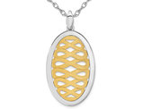 Sterling Silver Polished and Yellow Plated Oval Necklace Pendant with Chain