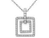 1/4 Carat (ctw) Diamond Square Dangle Pendant Necklace in 14K White Gold with Chain