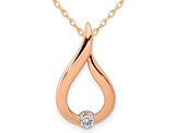 1/10 Carat (ctw) Diamond Solitaire Drop Pendant Necklace in 14K Rose Pink Gold with Chain
