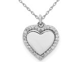 1/10 Carat (ctw) Diamond Polished Heart Pendant Necklace in 14K White Gold with Chain