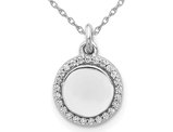 1/10 Carat (ctw) Diamond Polished Circle Pendant Necklace in 14K White Gold with Chain