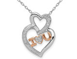 Double Heart I Heart YOU Pendant Necklace in Sterling Silver with Chain