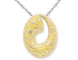 Sterling Silver Polished and Yellow Plated Oval Necklace Pendant with Chain