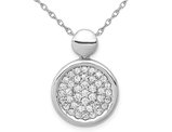 1/2 Carat (ctw) Diamond Circle Cluster Pendant Necklace in 14K White Gold with Chain