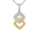 1/3 Carat (ctw) Diamond Double Square Pendant Necklace in 14K Yellow and White Gold with Chain