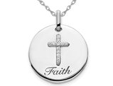 Polished Faith Cross Pendant Necklace in 14K White Gold with Chain