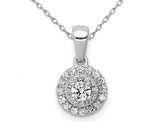 1/4 Carat (ctw) Diamond Halo Cluster Pendant Necklace in 14K White Gold with Chain