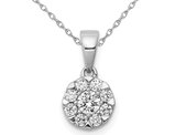1/3 Carat (ctw) Diamond Halo Cluster Pendant Necklace in 14K White Gold with Chain