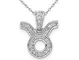 1/10 Carat (ctw) Diamond TAURUS Charm Astrology Zodiac Pendant Necklace in 14K White Gold with Chain