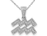 1/10 Carat (ctw) Diamond Aquarius Charm Astrology Zodiac Pendant Necklace in 14K White Gold with Chain