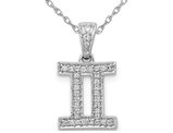 1/10 Carat (ctw) Diamond GEMINI Charm Zodiac Astrology Pendant Necklace in 14K White Gold with Chain