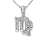 1/8 Carat (ctw) Diamond VIRGO Charm Astrology Zodiac Pendant Necklace in 14K White Gold with Chain