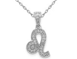 1/8 Carat (ctw) Diamond LEO Charm Zodiac Astrology Pendant Necklace in 14K White Gold with Chain