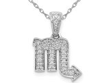 1/10 Carat (ctw) Diamond SCORPIO Charm Zodiac Astrology Pendant Necklace in 14K White Gold with Chain