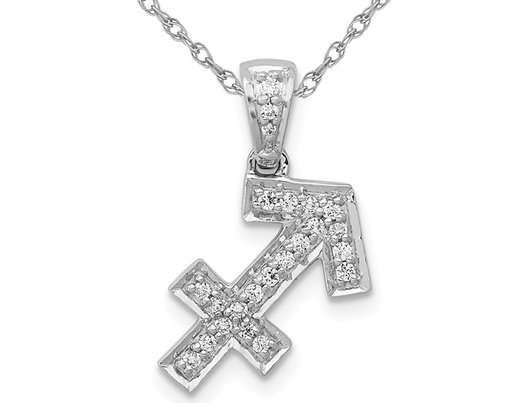 1/8 Carat (ctw) Diamond SAGITARIUS Charm Zodiac Astrology Pendant Necklace with Chain