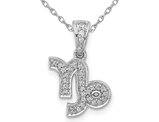 1/10 Carat (ctw) Diamond CAPRICORN Charm Astrology Zodiac Pendant Necklace in 14K White Gold  with Chain