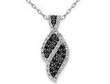 1/3 Carat (ctw) Black & White Diamond Pendant Necklace in 14K White Gold  with Chain