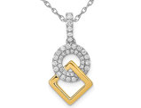 1/4 Carat (ctw) Diamond Square and Circle Dangle Pendant Necklace in 14K White Gold with Chain