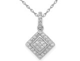 1/4 Carat (ctw) Diamond Square Cluster Pendant Necklace in 14K White Gold with Chain