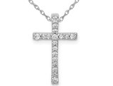 1/5 Carat (ctw) Diamond Latin Cross Pendant Necklace in 14K White Gold with Chain