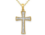 1/10 Carat (ctw) Diamond Cross Pendant Necklace in 14K Yellow Gold with Chain
