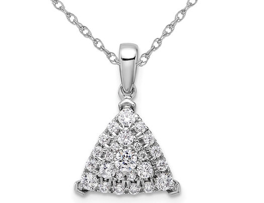 1/2 Carat (ctw) Lab-Grown Diamond Triangle Cluster Pendant Necklace in 14K White Gold with Chain