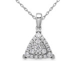 1/2 Carat (ctw) Lab-Grown Diamond Triangle Cluster Pendant Necklace in 14K White Gold with Chain