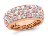 1.50 Carat (ctw VS2-SI1, D-E-F) Lab-Grown Diamond Premium Ring in 14K Rose Gold with Pink Sapphires