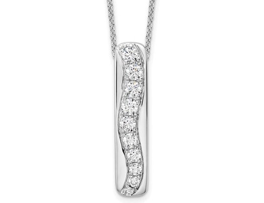 3/4 Carat (ctw VS2-SI1, D-E) Lab-Grown Diamond Stick Pendant Necklace in 14K White Gold with Chain