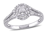 1/5 Carat (ctw) Diamond Split Shank Halo Ring in Sterling Silver