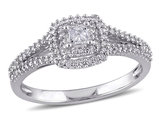 3/8 Carat (ctw) Princess Diamond Halo Ring in Sterling Silver