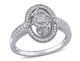 1/4 Carat (ctw) Diamond Oval Halo Ring in Sterling Silver