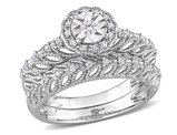 1/4 Carat (ctw) Diamond Engagement Bridal Ring & Wedding Band Set in Sterling Silver