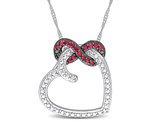 1/6 Carat (ctw) Ruby Heart Infinity Pendant Necklace in 10K White Gold with Chain